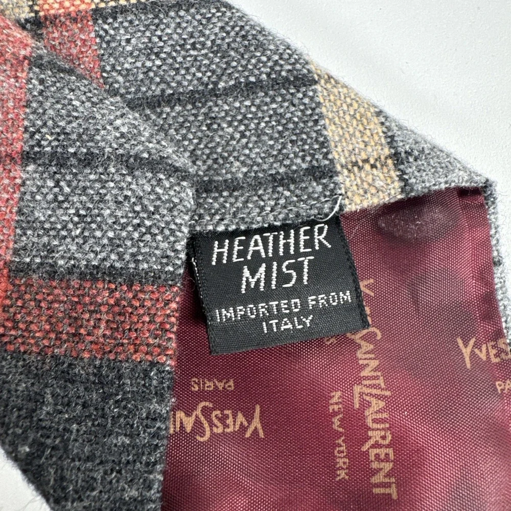 Lot of 2 Vtg Yves‎ Saint Laurent Heather Mist Plaid Wool Blend Ties Men 56